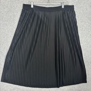 Koret Pleated Midi Skirt-Black-Women Size XL